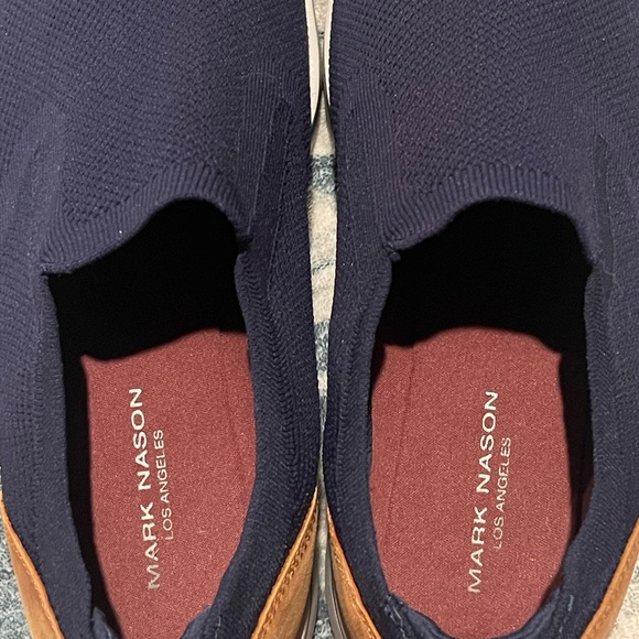 Mark Nason Navy and Brown Slip-On Loafers Landing Sneakers - Picture 5 of 7